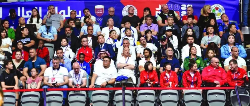 Fans watching the opening day&#039;s action at the World Judo Championships - Doha 2023. The May 7 to 14 championship is being held at Ali Bin Hamad Al Attiyah Arena.