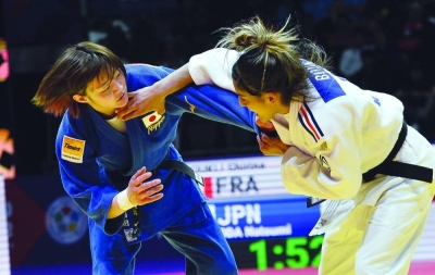 Natsumi Tsunoda in action against France's Shirine Boukli in the women's under 48kg category. Tsunoda won the gold. Natsumi Tsunoda in action against France's Shirine Boukli in the women's under 48kg category. Tsunoda won the gold.