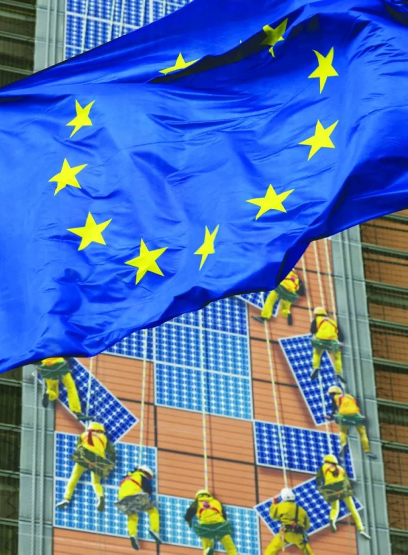 
A European Union flag flutters outside the EU Commission headquarters, in Brussels. (Reuters) 