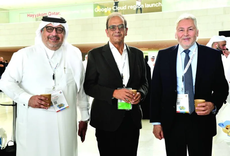 Faisal Abdulhameed al-Mudahka, Editor-in-Chief of Gulf Times, together with other attendees of Google Cloud&#039;s official opening its new Doha cloud region. PICTURES: Shaji Kayamkulam