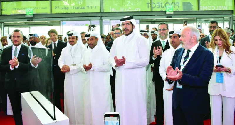 HE Sheikh Mohamed bin Hamad bin Qassim al-Abdullah al-Thani with other dignitaries at the opening of Project Qatar Monday. PICTURE: Thajudheen