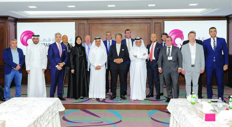 Officials of Qatar Chamber and the German Federal Association of Small and Medium-Sized Businesses (BVMW) during a meeting in Doha.