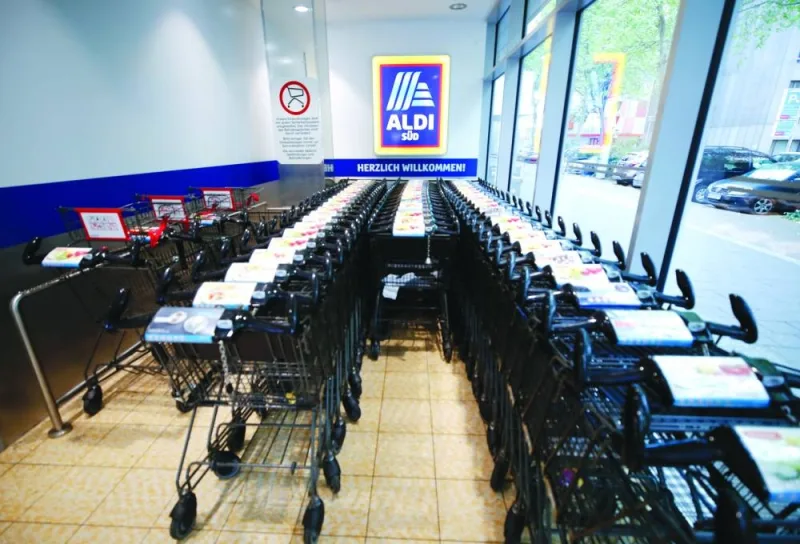 (File photo) Shopping carts stand at the food discounter ALDI in Duesseldorf, Germany, April 29, 2020. (Reuters)