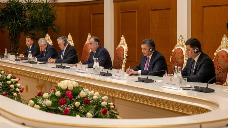 His Highness the Amir Sheikh Tamim bin Hamad al-Thani held Thursday an official session of talks with President of Tajikistan Emomali Rahmon at the presidential palace, Palace of the Nation, in Dushanbe, Tajikistan.