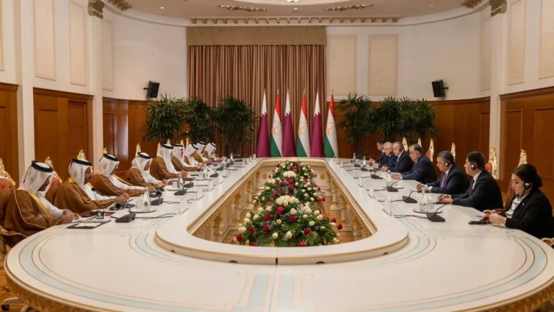 His Highness the Amir Sheikh Tamim bin Hamad al-Thani held Thursday an official session of talks with President of Tajikistan Emomali Rahmon at the presidential palace, Palace of the Nation, in Dushanbe, Tajikistan.
