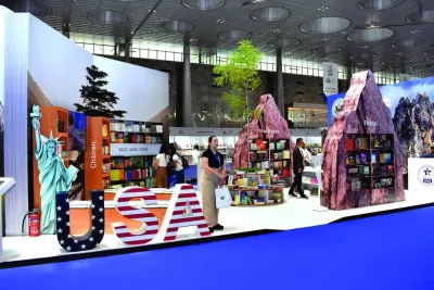 The US embassy booth at the 32nd Doha International Book Fair showcases a wide range of literary works. PICTURE: Thajudheen