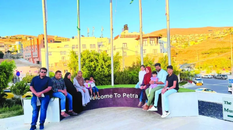 Ahmad Anwar and  Sameer VK at Petra in Jordan with their families