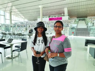 (From left) Abhinaya and Shoba regularly visits QNL this summer. PICTURE: Joey Aguilar