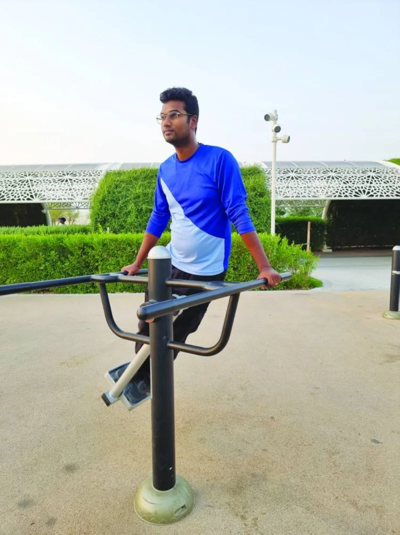 Albin finds Umm Al Seneem park at Ain Khaled a great place to exercise outdoors this summer. PICTURE: Joey Aguilar