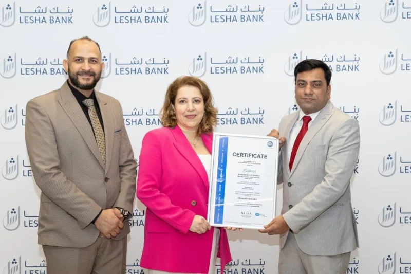 Lesha Bank announced that it has obtained the ISO 9001:2015 and ISO 14001:2015 certifications for its Quality Management System and Environmental Management System respectively.