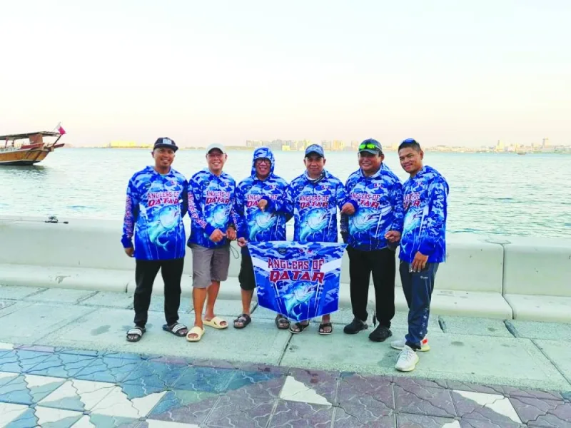 Joseph “Jeff” Cerezo and Adrian “Migs” Alfaras join the other members of the Facebook group &#039;Anglers of Qatar&#039; before casting along the Doha Corniche.