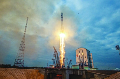 This handout picture taken and released by the Russian Space Agency Roscosmos yesterday shows the Soyuz 2.1b rocket with the Luna-25 lander blasting off from the launch pad at the Vostochny cosmodrome, some 180km north of Blagoveschensk, in the Amur region.