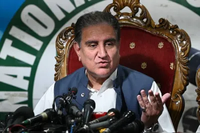 Shah Mahmood Qureshi, Vice Chairman of Pakistan Tehreek-e-Insaf (PTI) party and Pakistan&#039;s former Foreign Affairs Minister speaks during a press conference in Islamabad Saturday. AFP