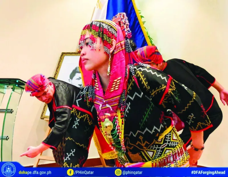 Philippine folk dance performance at the embassy in Doha.