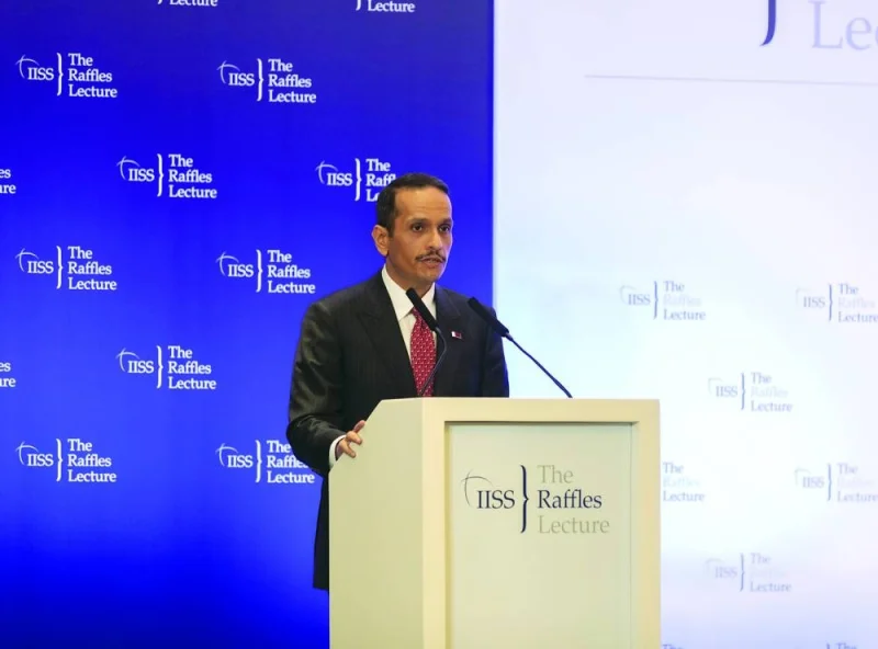 HE the Prime Minister and Minister of Foreign Affairs, Sheikh Mohamed bin Abdulrahman bin Jassim al-Thani yesterday speaking on ‘Small states: strategies for success in a competitive world’ at the inaugural edition of the lecture series of the International Institute for Strategic Studies in Singapore.