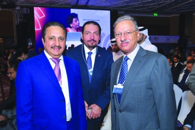 Qatar Chamber chairman Sheikh Khalifa bin Jassim al-Thani (left) along with other officials, at the B20 Summit in New Delhi.