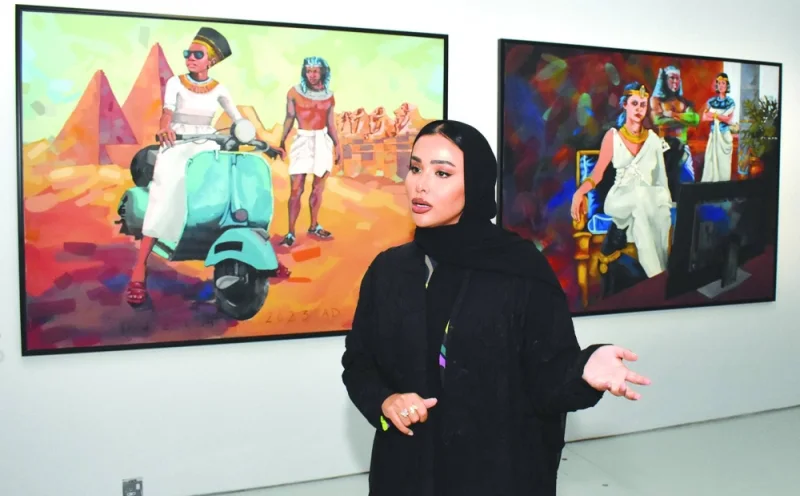 Saida al-Khulaifi at “The Present: The Future of the Past” exhibition Wednesday. PICTURE: Thajudheen.
