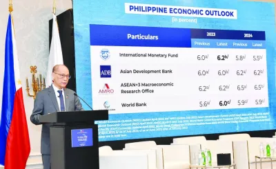 The Philippines’ finance secretary, Benjamin E Diokno, delivering the keynote of the ‘PH Dialogue: Economic Outlook and Opportunities’ held in Doha yesterday. PICTURE: Thajudheen