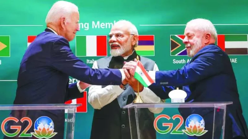 
(File photo) US President Joe Biden (left), Prime Minister Narendra Modi (centre) and Brazil’s President Luiz Inacio Lula da Silva during the launch of the Global Biofuels Alliance at the G20 summit in New Delhi, India, recently. (AFP) 
