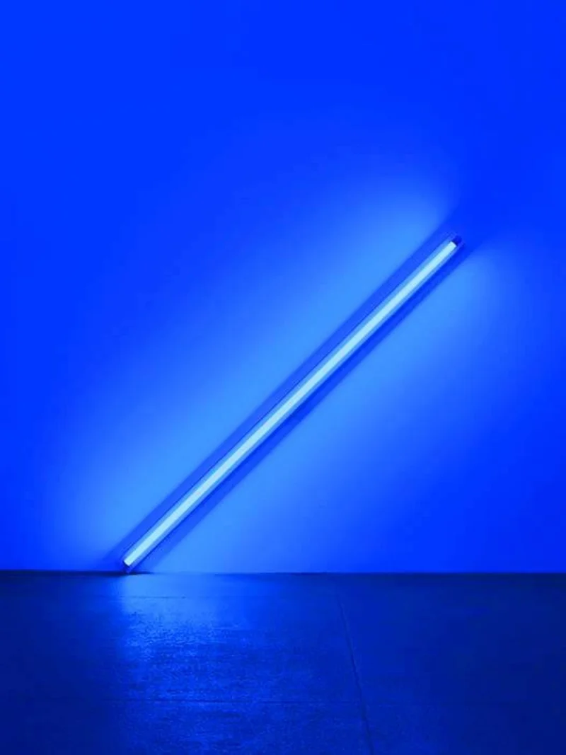 Dan Flavin, the diagonal of May 25, 1963, 1963, blue florescent light.