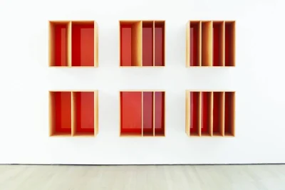 Donald Judd, untitled, 1986, Douglas fir plywood and orange plexiglass.