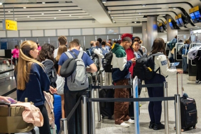People queue to check in at Heathrow Airport. A recent report by UN’s specialised agency -- United Nations World Tourism Organisation, indicates international tourism has recovered from the worst crisis in history as visitor arrivals reached 84% of pre-pandemic levels between January and July of this year.