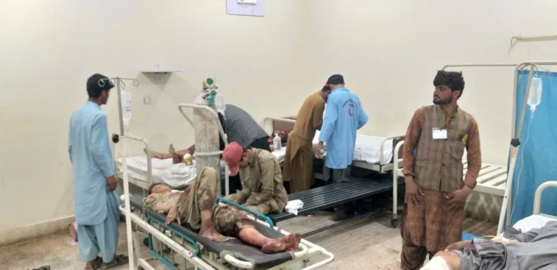 Victims are treated at the Mastung hospital, following a deadly suicide attack on a religious gathering in Balochistan province, Pakistan. Shaheed Nawab Ghous Bakhsh Raisani Memorial Hospital Mastung/Handout via REUTERS