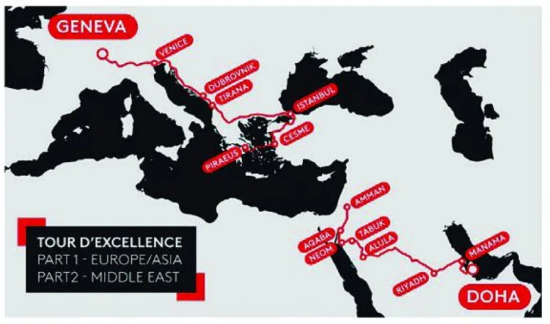 The Tour d’Excellence crossed 12 countries and two seas to reach Doha.