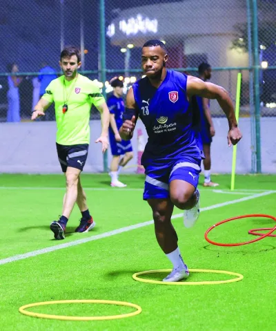 Al Duhail’s defender Assim Madibo during a training session in Doha on Sunday.
