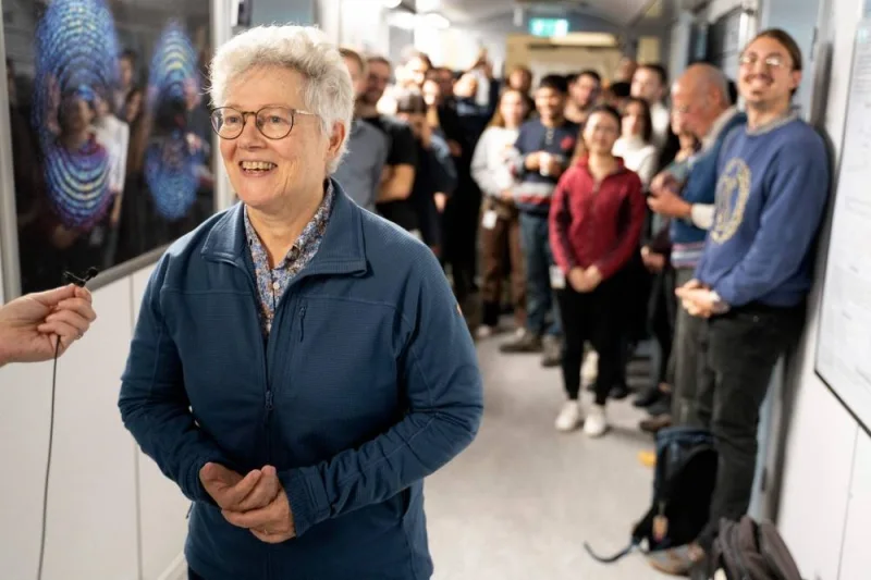 French-Swedish physicist Anne L&#039;Huillier, talks to journalists at Lund University, in Lund, Sweden after the Royal Swedish Academy of Sciences in Stockholm announced that she won the 2023 Nobel Prize in Physics. Ola TORKELSSON/TT News Agency/AFP
