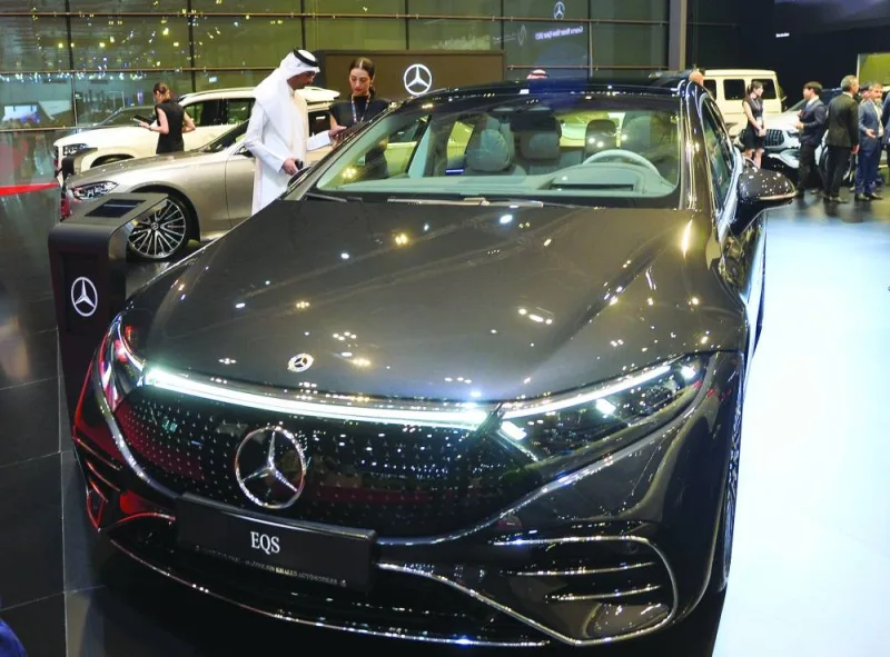 A view of the Nasser Bin Khaled Automobiles, Mercedes-Benz pavilion at the Geneva International Motor Show (GIMS) Qatar 2023 Friday. PICTURES: Shaji Kayamkulam.