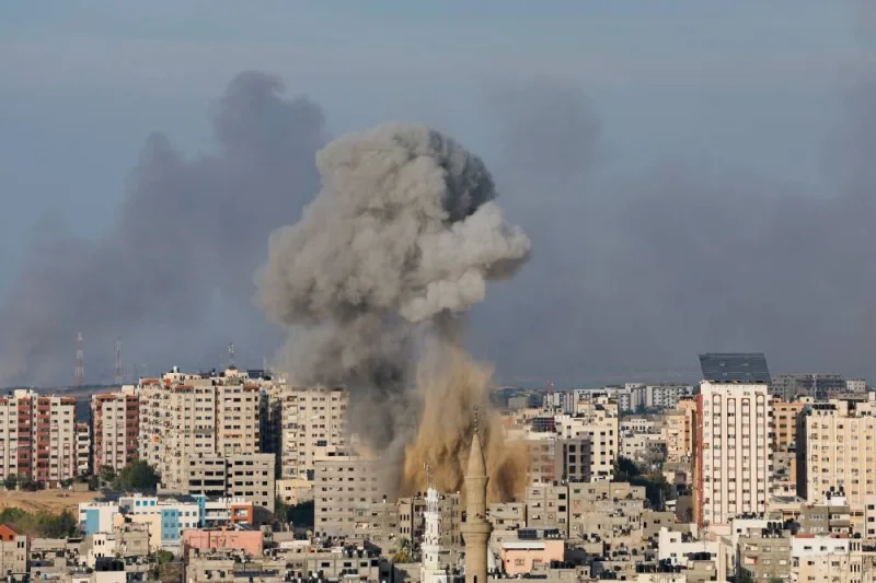Smoke rises following Israeli strikes in Gaza Saturday. REUTERS
