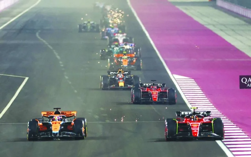 McLaren&#039;s Oscar Piastri and Ferrari&#039;s Carlos Sainz Jr. in action during the sprint race