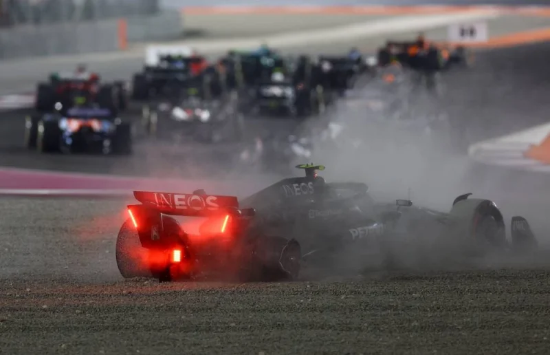 Mercedes&#039; Lewis Hamilton crashes out of the Qatari Formula One Grand Prix at Lusail International Circuit Sunday. REUTERS