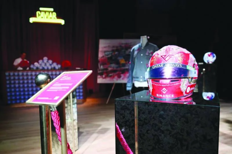 The auction featured items, including a helmet created by Qatari designer Anoud al-Ghamdi and custom-made and worn by Formula 1 driver Pierre Gasly during the F1 Qatar Grand Prix.