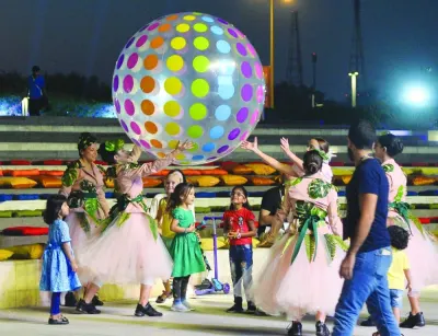 Entertainers regale children at Expo 2023 Doha Tuesday. PICTURES: Shaji Kayamkulam