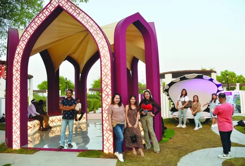 Visitors enjoying photo time Friday at Expo 2023 Doha.