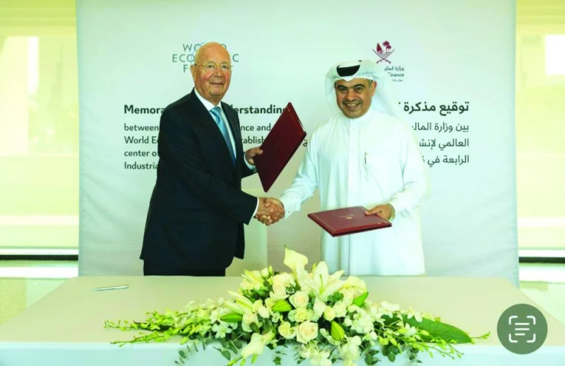 The agreement was signed by HE the Minister of Finance Ali bin Ahmed al-Kuwari and WEF founder and executive chairman Prof Klaus Schwab in Doha, Sunday.