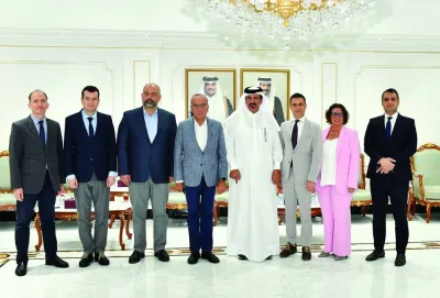 Qatar Chamber first vice-chairman Mohamed bin Towar al-Kuwari, and Adnan Bozbay, a member of the 49-member Assembly of Real Estate Activities Group at Izmir Chamber of Commerce, during a meeting in Doha.