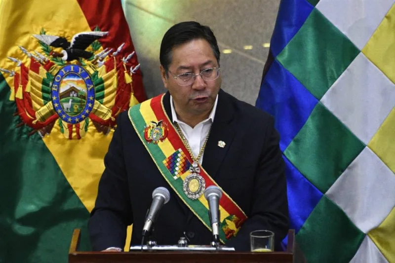 Bolivia&#039;s President Luis Arce delivers a speech during a ceremony to celebrate the fourteenth anniversary of the Plurinational State of Bolivia at the Casa Grande del Pueblo government palace in La Paz on January 22, 2023. Bolivia on Tuesday said it was severing diplomatic ties with Israel as a rebuke for its offensive in the Gaza Strip, launched after Hamas militants killed more than 1,400 people in an attack last month. AFP