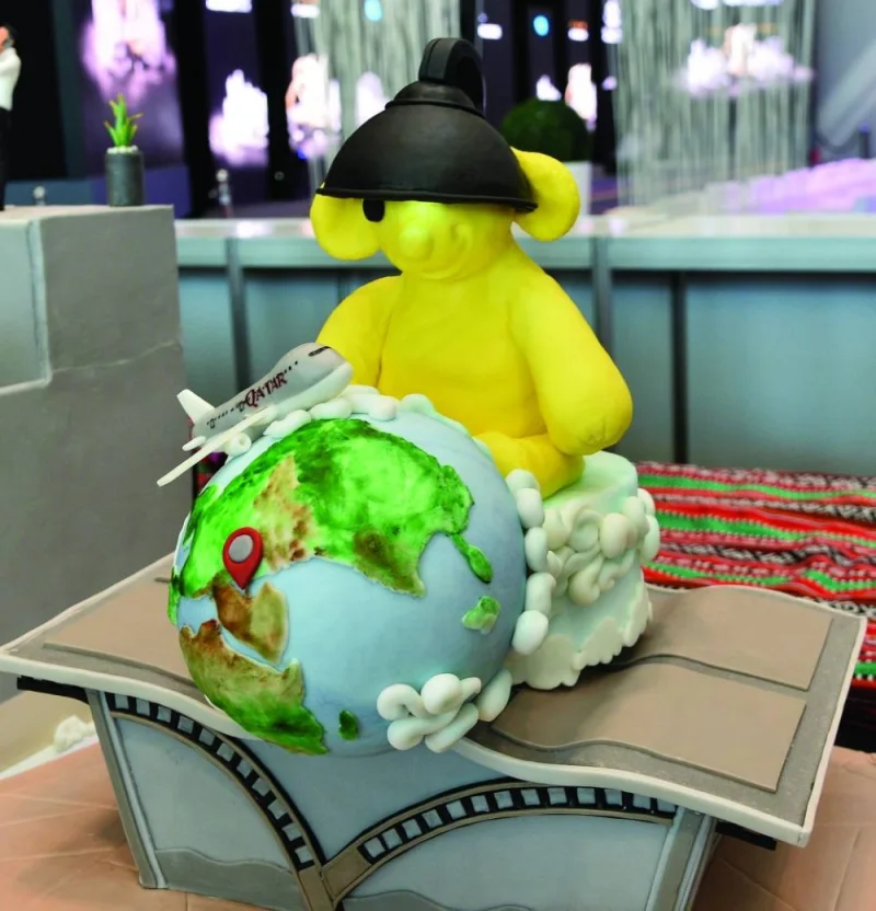 An airport-themed cake by one of the participants, Filipino expatriate Alex Solano, showcased at the competition at Hospitality Qatar 2023 Monday. PICTURE: Shaji Kayamkulam