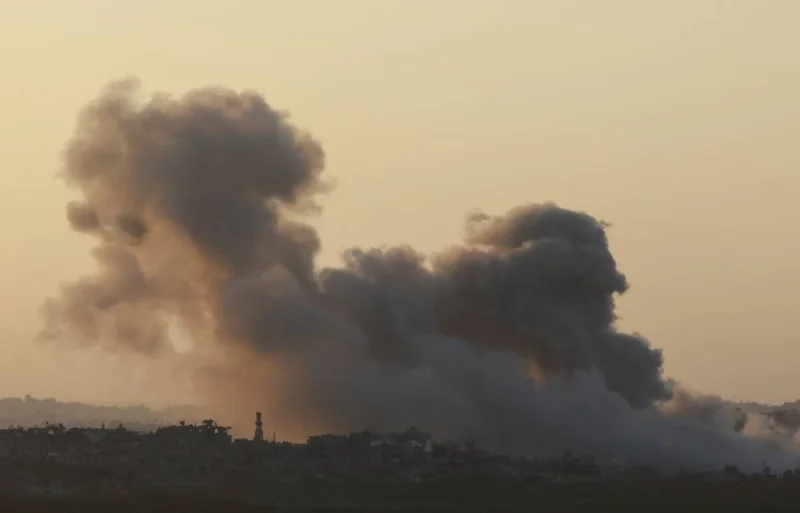 Smoke rises over northern Gaza Strip, as seen from Sderot in southern Israel, on Tuesday. REUTERS