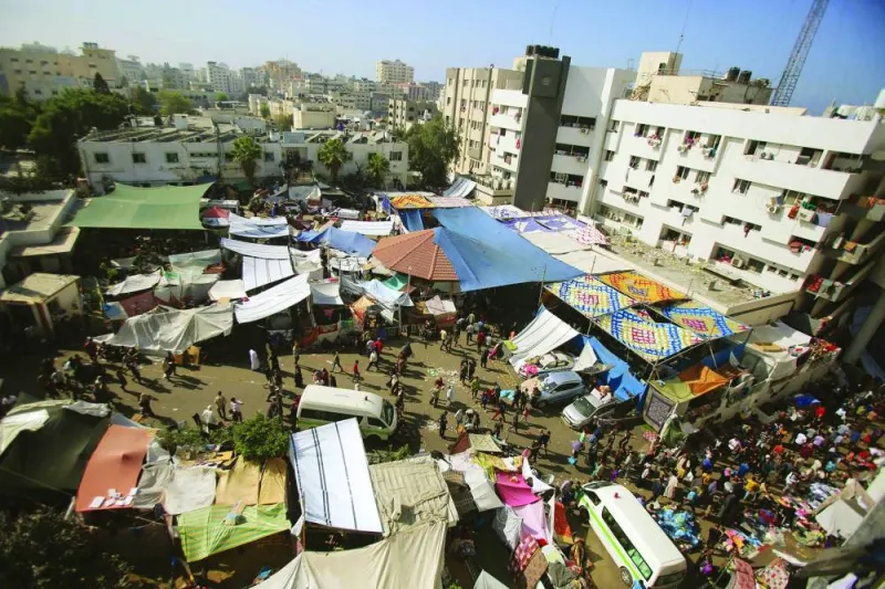 
An aerial view shows the compound of Al Shifa hospital in Gaza City yesterday. 
