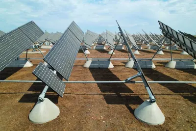 
Solar panels set up in the solar farm at the University of California, Merced, in Merced, California. (Reuters) 