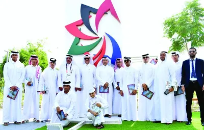 Officials and students at the opening of the Gulf Engineering Union’s pavilion at Expo 2023 Doha Monday. PICTURE: Thajudheen