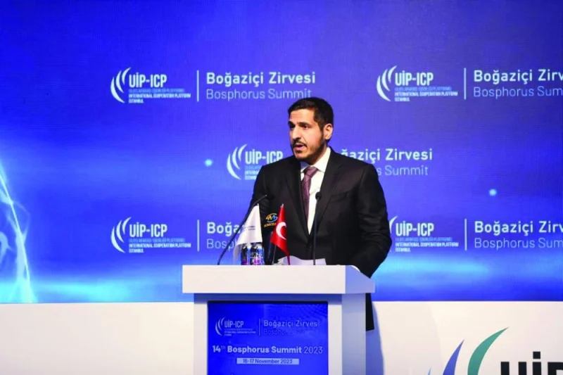 HE the Minister of Commerce and Industry Sheikh Mohamed bin Hamad bin Qassim al-Thani addressing the the 14th Bosphorus Summit in Istanbul.