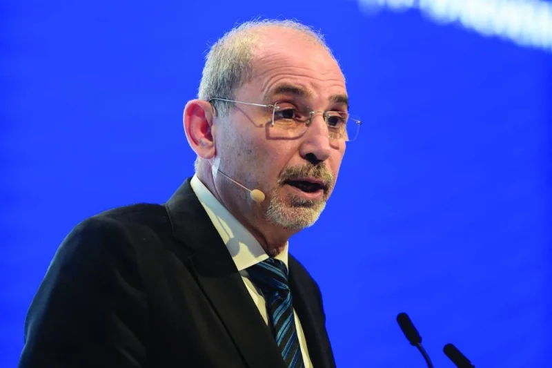 Jordanian Deputy Prime Minister and Foreign Minister Ayman Safadi speaks during the IISS Manama Dialogue security conference in Bahrain, yesterday.
