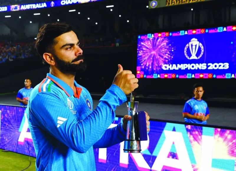 India&#039;s Virat Kohli acknowledges fans after the presentation ceremony. Kohli was named Player of the Tournament. Reuters