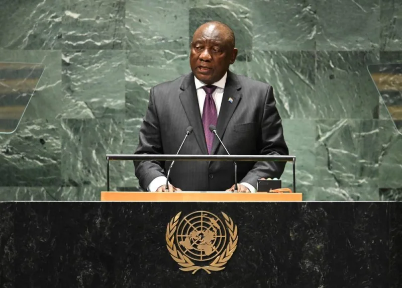 South African President Cyril Ramaphosa addresses the 78th United Nations General Assembly at UN headquarters in New York City on September 19, 2023. AFP