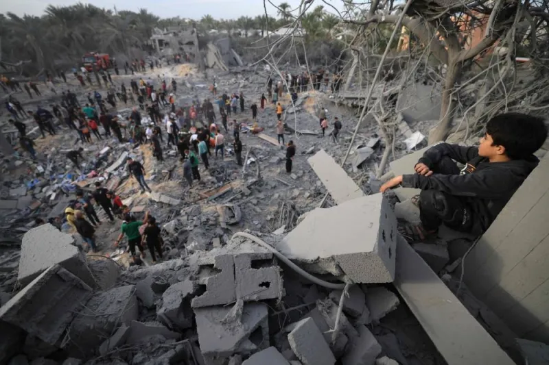 A man looks at the rubble of a house after an Israeli strike in Khan Yunis, in the southern Gaza Strip on Wednesday. AFP